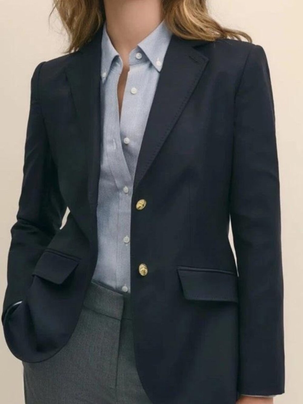 Brooks Brothers Loro Piana Wool Blazer Two Button Jacket Navy Blue size 16